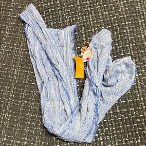 LOF Light Blue Striped Crinkled Scarf